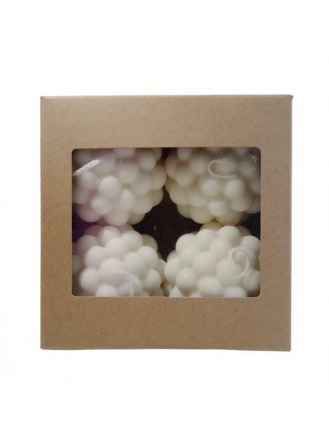 Decorative Ball Shaped Candle, White, Scented, Sphere Design, 4pcs - Image 3